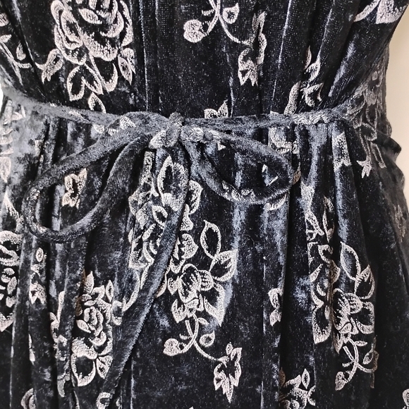 Vintage 90s DBY Velvet Mini Dress Size S Y2K Floral Whimsigoth - Picture 5 of 8